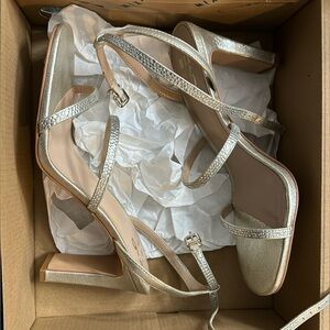 NEW light gold with rhinestones heels
